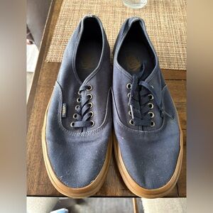 VANS Authentic Off The Wall Size 10 Mens Navy Blue Canvas Shoes Skater Gumsole